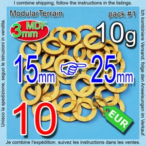 10x 3mm MDF Adapter 15mm To 25mm Round Base Socle War Hammer 40K Age Of Sigmar - Imagen 1 de 7