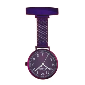 Annie Apple Nurses Fob Watch - Meraki - Silver/Purple - Mesh - 35mm - Picture 1 of 7