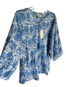 NWT $78 Elie Tahari Woman Lightweight Cotton Blouse With Tassels Plus size 3X - Picture 1 of 7