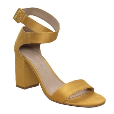 Sandalias de tacón Chinese Laundry para mujer talla 8,5 amarillas con tobillo y punta abierta - Imagen 1 de 4