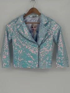 Frozen 2 Elsa Sequin Jacket Girls XL 14/16 Blue Deluxe Cosplay Zip Front I2 - Picture 1 of 7