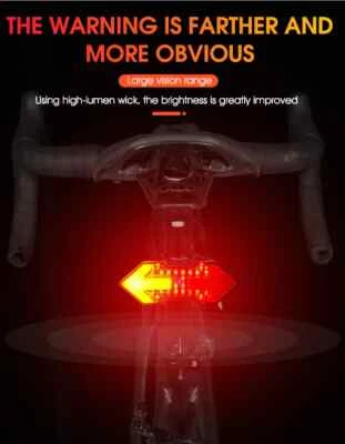 Smart LED Wireless Remote Turn Signal Bicycle Light MTB Direction Indicator - Image 1 of 4