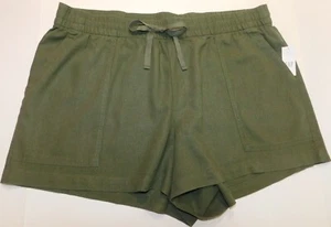 Gap Women's Shorts Green SIZES XL & XXL Linen Rayon Utility Pull-On Washwell NEW - Picture 1 of 3