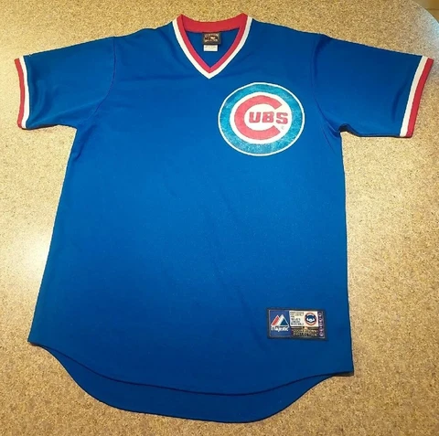 CHICAGO CUBS Majestic Cooperstown  Collection Blue Jersey Medium *see Cover
