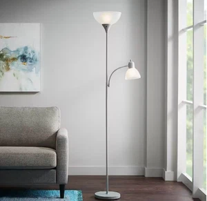 Hampton Bay 71.5 in. Silver Mother/Daughter Floor Lamp 1002988546 - Picture 1 of 3