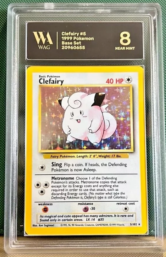 WAG 8 Clefairy 5/102 Holo Pokemon Card Base Set 1999 WOTC NM-MT Comps to PSA - Image 1 of 1