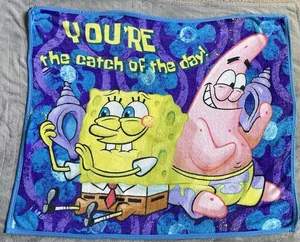 Vintage RARE Nickelodeon Sponge Bob Square Pants Fleece Throw Blanket 52x42 - Picture 1 of 9
