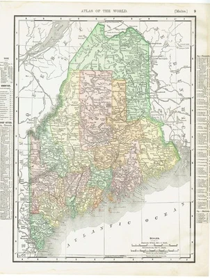 Mapas a color antiguos de New Hampshire y Maine con fecha de 1902 Foto 1 de 4