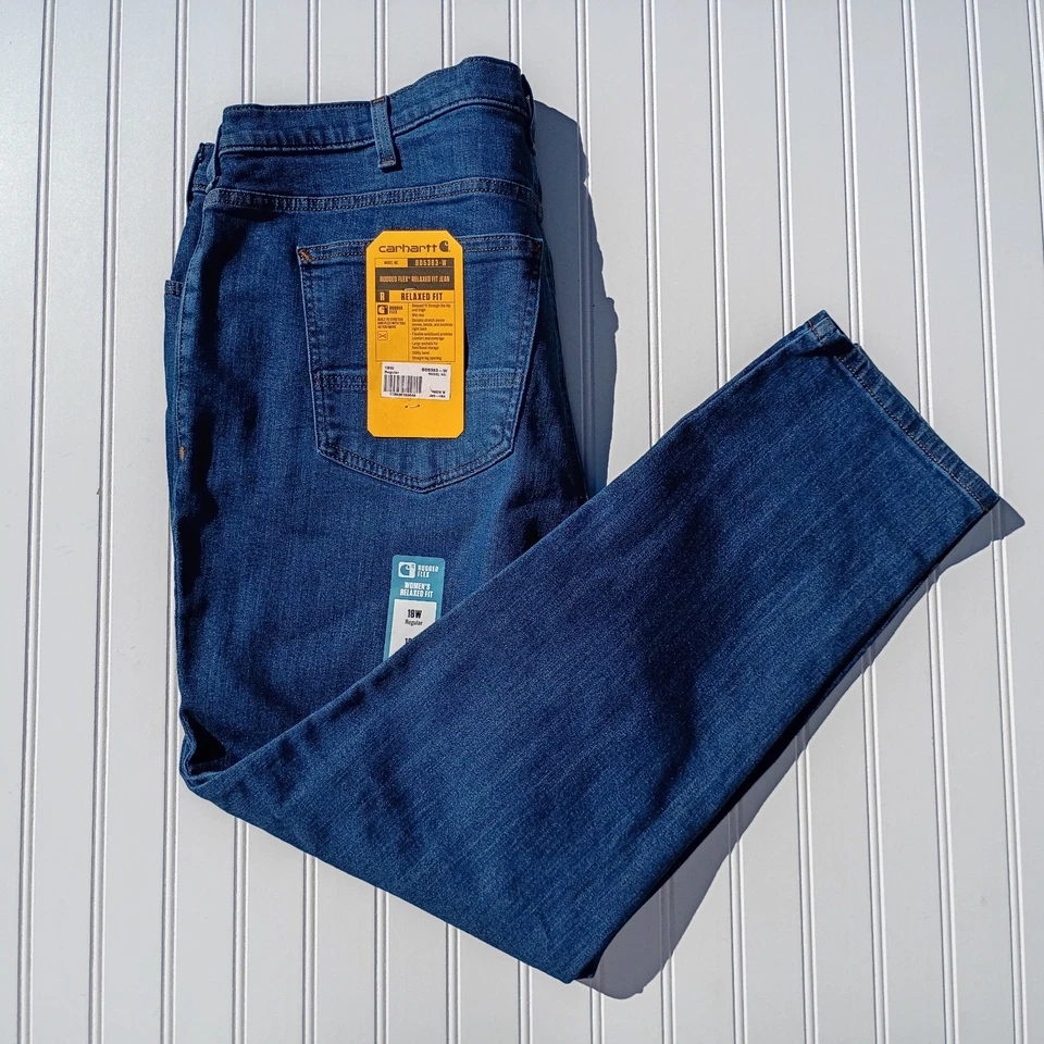 Carhartt Womens Rugged Flex Relaxed Fit Jean Straight Leg BD5383-W Sz 16 Reg