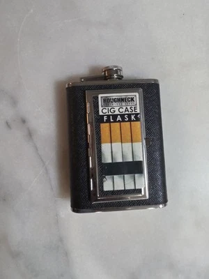 Stainless Steel Flask, Leak-proof Pocket Flasks with Built-in Cigarette Case ... - Image 1 of 4