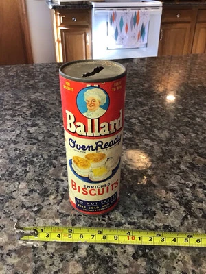 Banco de monedas publicitarias vintage Ballard listo para horno galletas lata años 40’s MUY RARO Foto 1 de 4