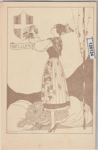 CARTOLINA FRANCHIGIA REGIO ESERCITO ITALIANO BELLUNO RAGAZZA IN COSTUME MF126124 - Picture 1 of 2