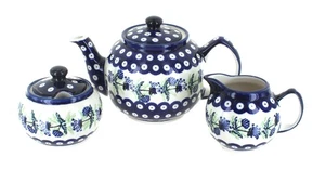 Blue Rose Polish Pottery Sweet Annie Three Piece Tea Set - Picture 1 of 1