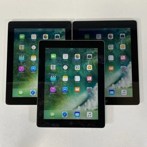 Joblot 3x iPad 4 16GB Storage Black Wi-Fi Only IOS 10 Apple Tablets -Grade D/F - Picture 1 of 17
