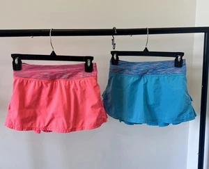 Ivivva By Lululemon Set the Pace Pleated Skirt Blue & Pink Bundle Lot Sz 10 - Picture 1 of 7