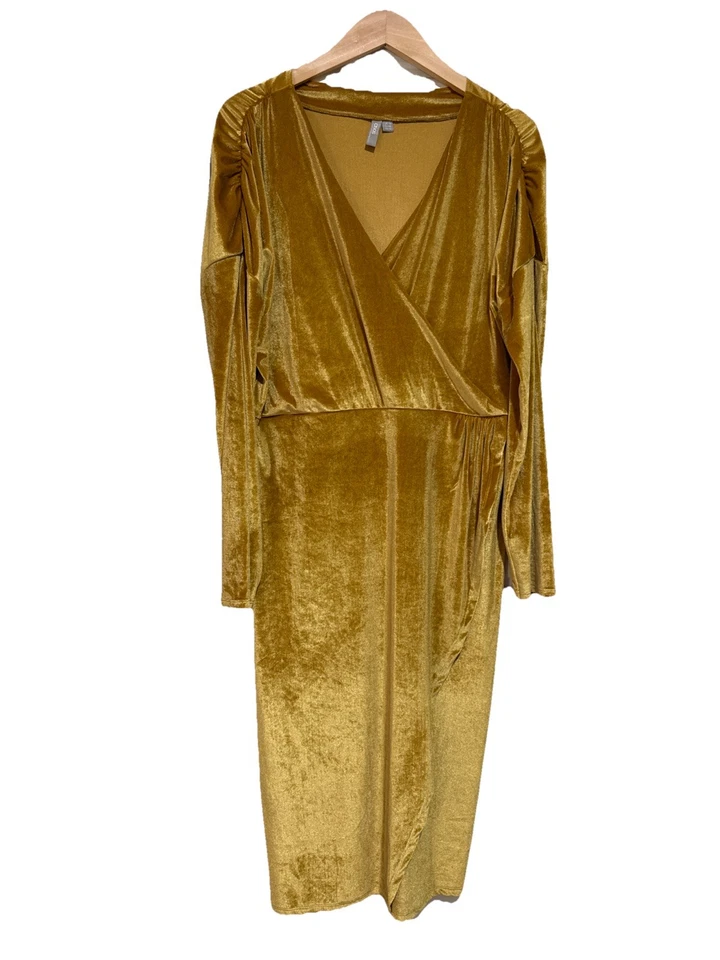 Vestido midi envolvente sintético dorado naranja terciopelo 14 fiesta navideña ASOS DESIGN Foto 1 de 4