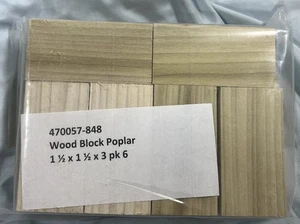 Wood Block For Crafts - 1 1/2 x 1 1/2 x 3 Inches - Poplar - Set Of 6 -470057-848 - Picture 1 of 3