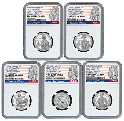 2025 S Silver Quarters Set Amercian Woman Limited Edition NGC PF69 UCameo FR - Image 1 of 2