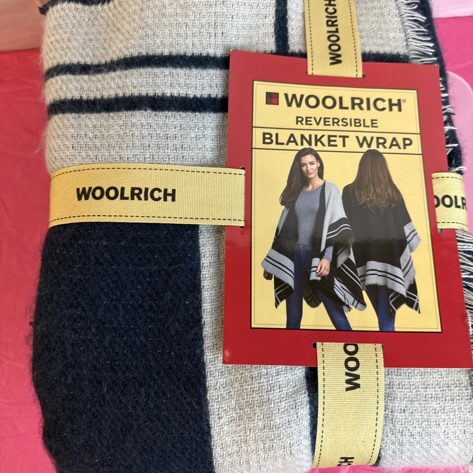 Woolrich Women's Wrap Shawl Amelia Fringe Plaid Cape One Size