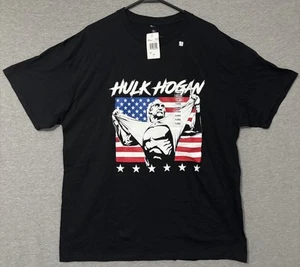 Hulk Hogan T-Shirt Ripple Junction WWE Legends Unisex Size XL Black Tee New Flag - Picture 1 of 9