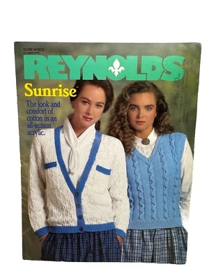 Reynolds Sunrise Knitting Pattern Booklet 440 Sweaters Vest Cardigan Vintage - Image 1 of 4