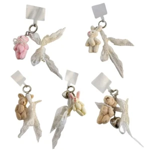 Multifuntional Bowknot Animal Keyrings Soft Animal Bag Charm Hanging Ornament - Picture 1 of 13
