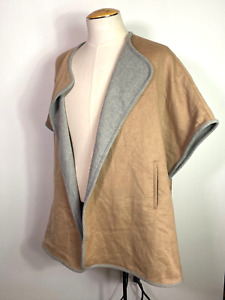 $179.00 ANN TAYLOR Tan Gray Wool Blend Oversized Cape Coat Cardigan Sz M NWT