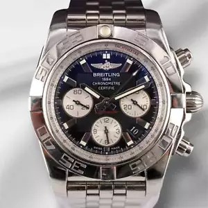 Breitling Chronomat 01 44mm Cronografo Quadrante Nero Auto Acciaio Uomo Orologio - Foto 1 di 10