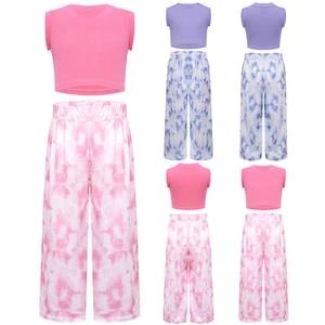 Girls Suit Lightweight Set Comfortable Outfits Ribbed Clothes Travel Tank Top - Picture 1 of 25