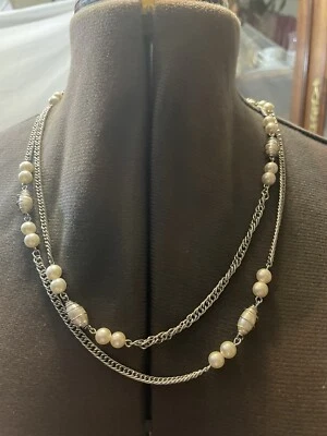 Sarah Coventry Signed Silver Tone Pearl / Beaded 52” Fashion Necklace 20.00 - Image 1 of 4