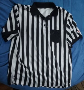 Uniforme polo grande negro blanco a rayas empleado árbitro armario de pies para hombre - Imagen 1 de 6