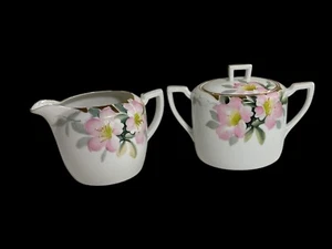 Nippon handbemalt Azaleenmilchkännchen & Zucker handbemalt - Bild 1 von 8