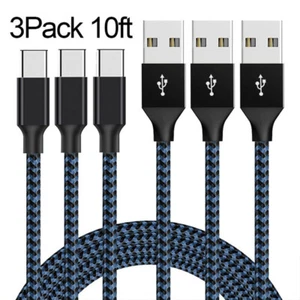 Black/ Blue/Red USB C Fast Charging Data SYNC Charger Cable Cord 1/3/6/10FT LONG - Zdjęcie 1 z 27