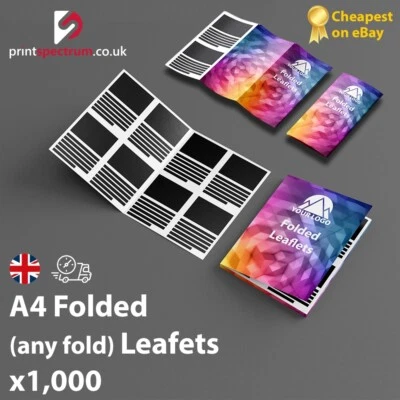 A4 Folded Leaflets, Any Fold,  135gsm, Printed full colour, free delivery, 1,000 - Image 1 of 3