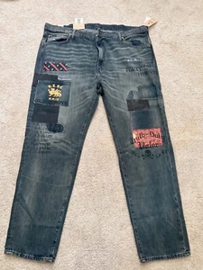 Polo Ralph Lauren Big Tall Varick Slim Straight Graffiti Jeans Black sz option - Picture 1 of 9