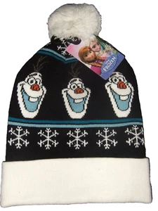 Disney Movie Frozen Olaf Snowman Snowflake Fair Isle Pom Knit Beanie Ski Hat Cap - Picture 1 of 2