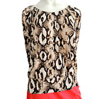 Notations Stretchy Pullover Top Women's Size Large Brown Tan Animal Print 3/4