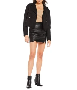 NWT Womens Black Faux Suede Open Front Biker Jacket Sz Medium Motorcycle NEW - Picture 1 of 8