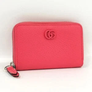 Gucci Double G Zip Around Wallet Coin Case Leather Neon Pink 644412 - Picture 1 of 10