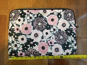 Kate Spade Floral Printed 15" Laptop Sleeve Zipper Closure Black Pink Multi EUC - Picture 1 of 10