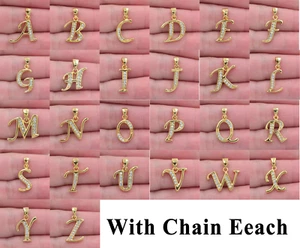 High Quality Gold Color Fashion Clear CZ Alphabet Letters Pendant Jewelry - Picture 1 of 27
