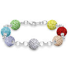 Silver Jewelco London Disco Ball Bracelet 10mm - Rainbow Crystal