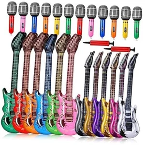 Pcs Inflatable Rock Star Toy 37 Inch Set, Blow up Guitar Bulks Include 48 - Picture 1 of 7