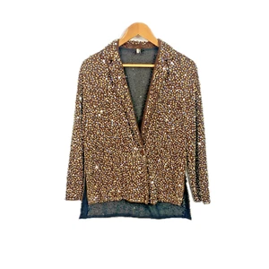 Topshop Blazer Jacket Womens Size UK 8 Sequin Brown Party Special Occasional - Picture 1 of 13