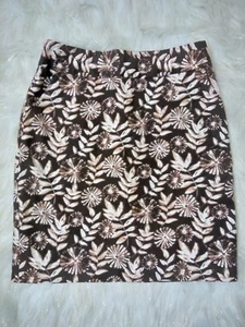Vintage Rafaella Size 8 Pencil Skirt Brown Tan Floral Lined Pockets Fall Career - Picture 1 of 5