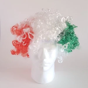 Mexico Italy Flag Afro Synthetic Wig Red White Green Party Cosplay Carnival - Picture 1 of 8