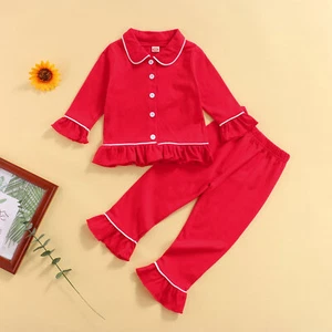 Kids Girl Boys Christmas Pajama Set Shirt Top and Pant Set Sleepwear Loungewear - Picture 1 of 6