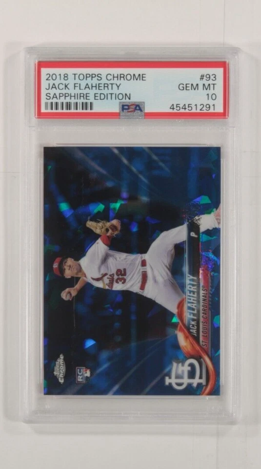 2018 Topps Chrome Jack Flaherty Sapphire Edition PSA 10 Gem Mint #93 - Image 1 of 4