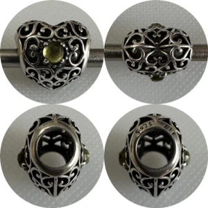 PANDORA AUGUST SIGNATURE HEART CHARM REF 791784PE NOW RETIRED - Picture 1 of 3