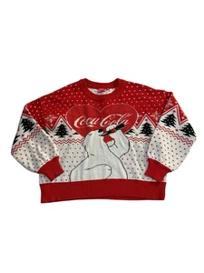 Maglione Natalizio Vintage Coca-Cola Orso Polare "brutto" Rosso Bianco Alberi Vacanze L - Foto 1 di 7